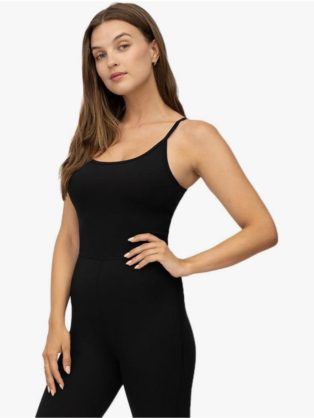 Yogalicious Lux Scarlett Flare Jumpsuit w/ Built-In Bra Black M NWT - Picture 3 of 8